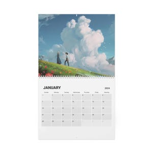Studio Ghibli-kalender voor 2024. Totoro, Ponyo, Howell&#39;s Moving Castle, Spirited Away-kalender. Wandkalender, leuke wandkalender