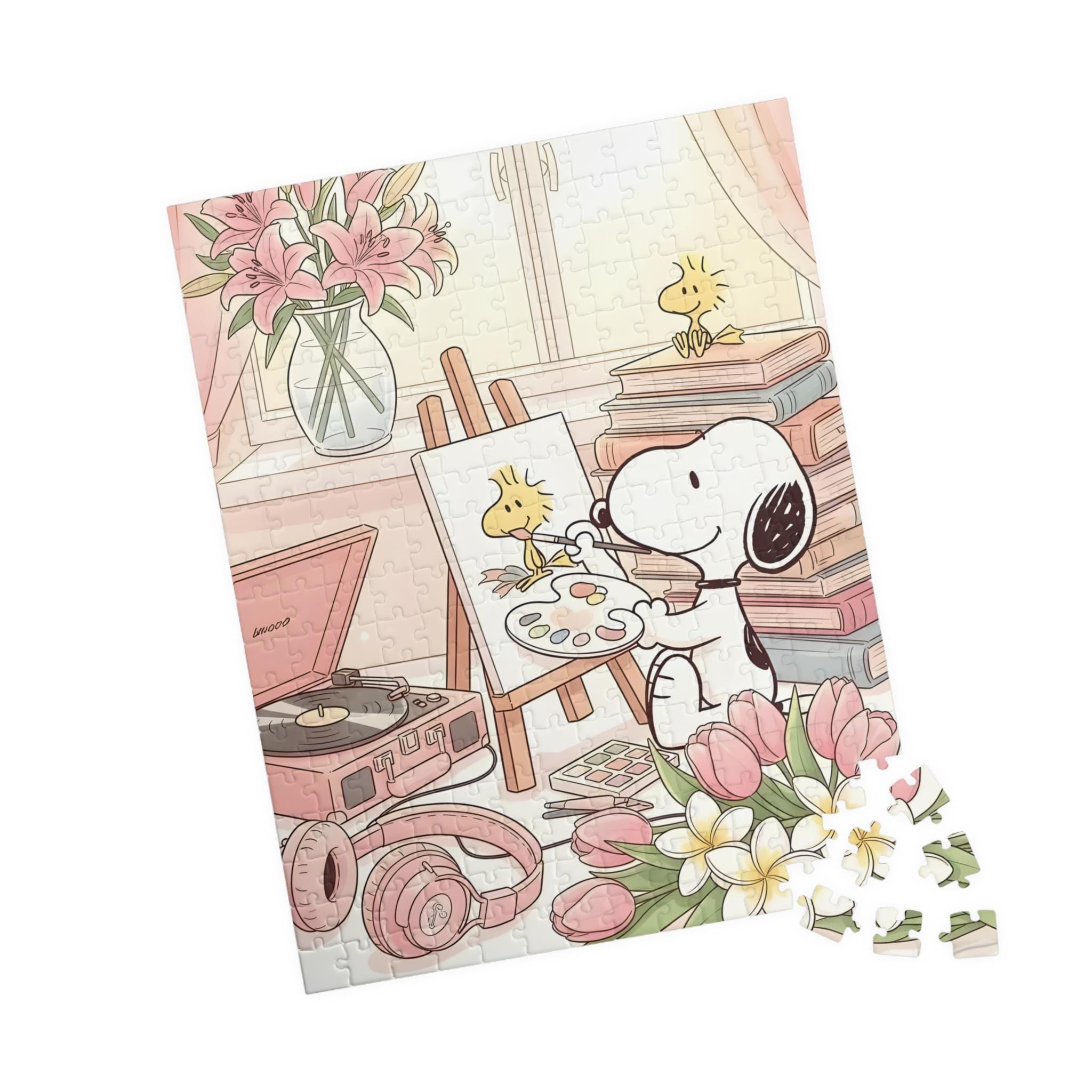 SNOOPY絵画スヌーピーPEANUTS Snoopy Painting Scene Puzzle | 110/252/520 Piece Jigsaw, Cute