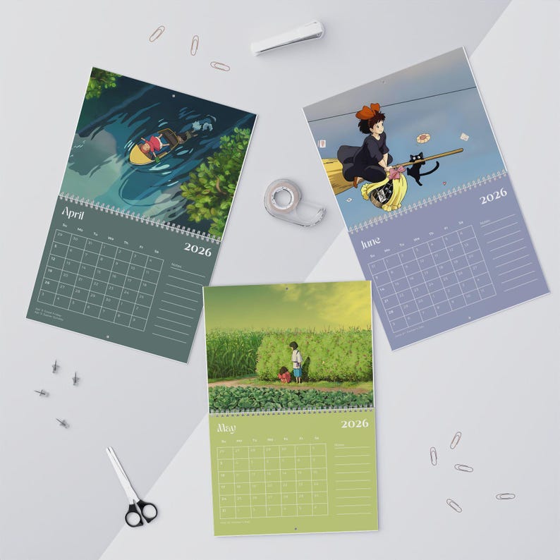 2026 Studio Ghibli Wall Calendar, Cute Calendar, Desk Planner, Anime, Gift for Kids & Adults, Monthly Planner. Ghibli image 3