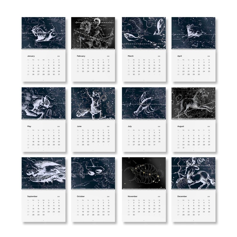 Zodiac Constellation 2026 Wall Calendar | Monthly Planner | Astrology ...