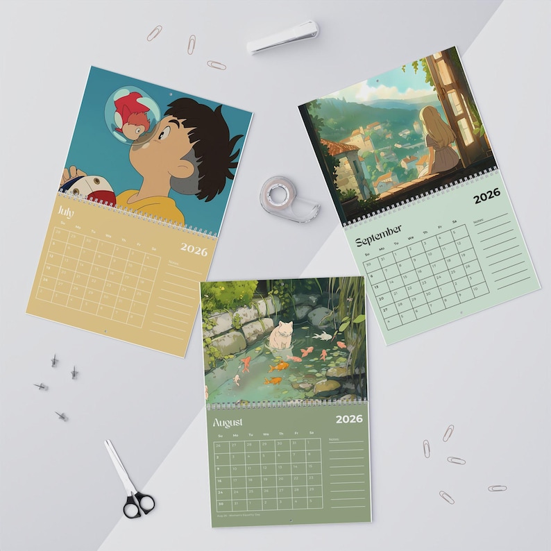 2026 Studio Ghibli Wall Calendar, Cute Calendar, Desk Planner, Anime, Gift for Kids & Adults, Monthly Planner. Ghibli image 4