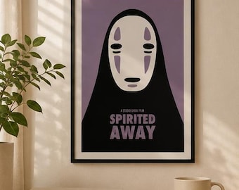 Affiche chihiro sans visage | Affiche roulée, inspirée du Studio Ghibli. Décoration de chambre esthétique et décoration et affiche de film d'anime de film