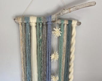 Boho Coastal Driftwood Macrame Yarn Wall Hanging - Handmade, Locally Sourced Driftwood!