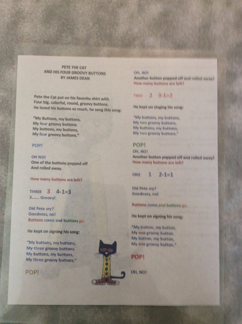 Pete the Cat and His Four Groovy Buttons by Eric Litwin /& James Dean Felt Story