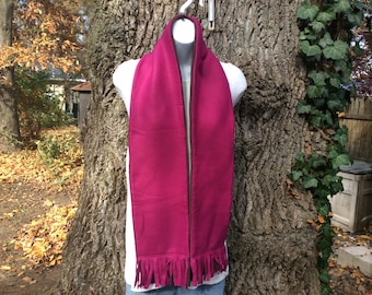 Pink/Brown Reversible Fleece Scarf With Fringe