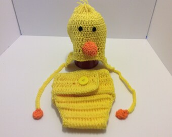 Infant’s Chick Flap Ear Hat and Diaper Set