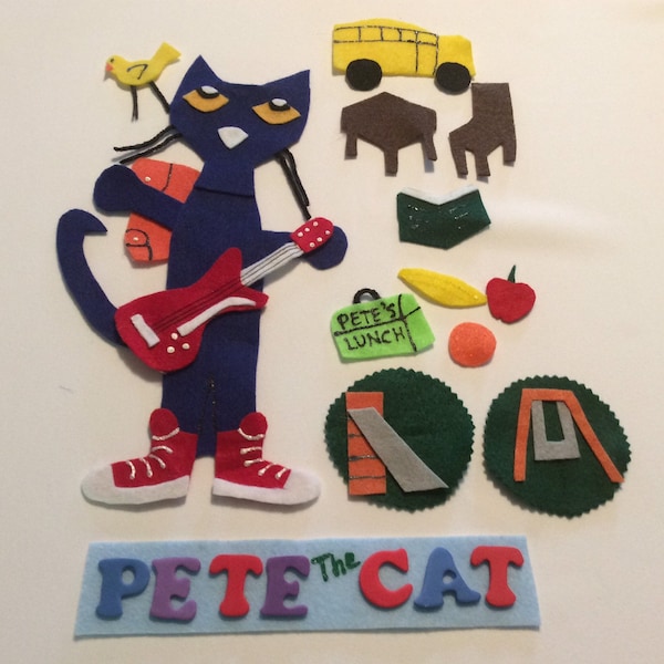 Felt Story - Pete the Cat “Rocking in My School Shoes" by Eric Litwin & James Dean - For Felt Board Stories - Handmade and Handcrafted