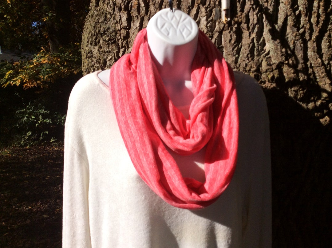 Infinity Neck Scarf or Nursing Scarf Pink Stripe Cotton Knit Etsy