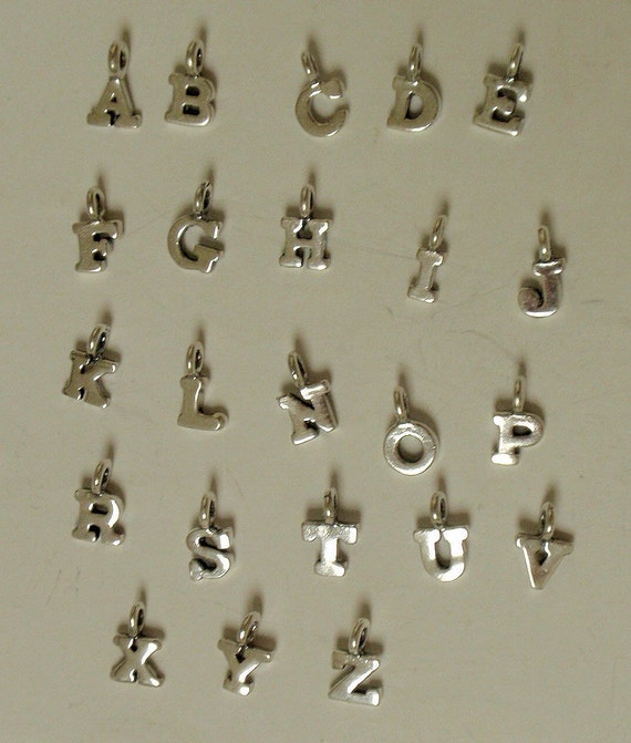Sterling Silver Letter Charms Etsy