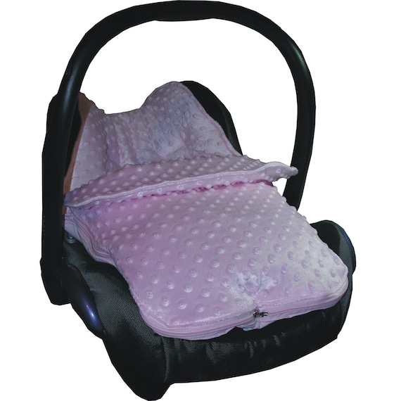 Car Seat Footmuff in Pink Cuddlesoft Dimple Fleece, Designed to