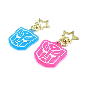 Transformers - Pink or Blue Autobot Symbol - Glow in the Dark Acrylic Keychain Charm