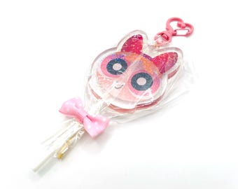 The Powerpuff Girls - Powerpop Blossom - Acrylic Lollipop Keychain Charm