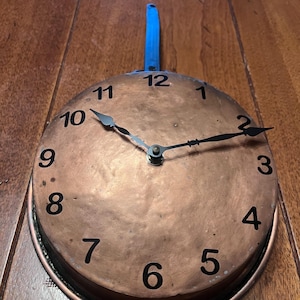 X-Large Recycled Turkish Copper Skillet Kitchen Wall Clock