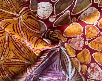 Handmade Batik Adire Silk Fabric: Nigerian Tie Dye, 5 Yards