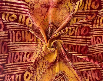 Handmade Batik Silk Fabric: African Wax Print, 5 Yards