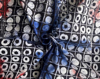 Handmade Batik Adire Cotton Fabric: African Tie-Dye, 5 Yards
