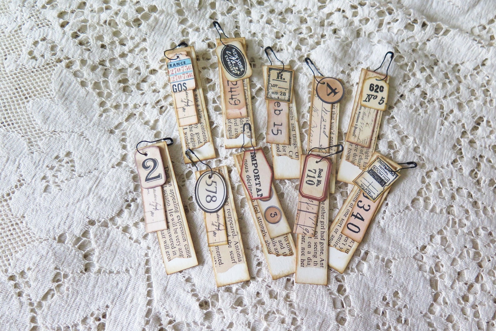 Junk Journal Tag Paper Dangle Charms Embellishments Vintage Inspired ...