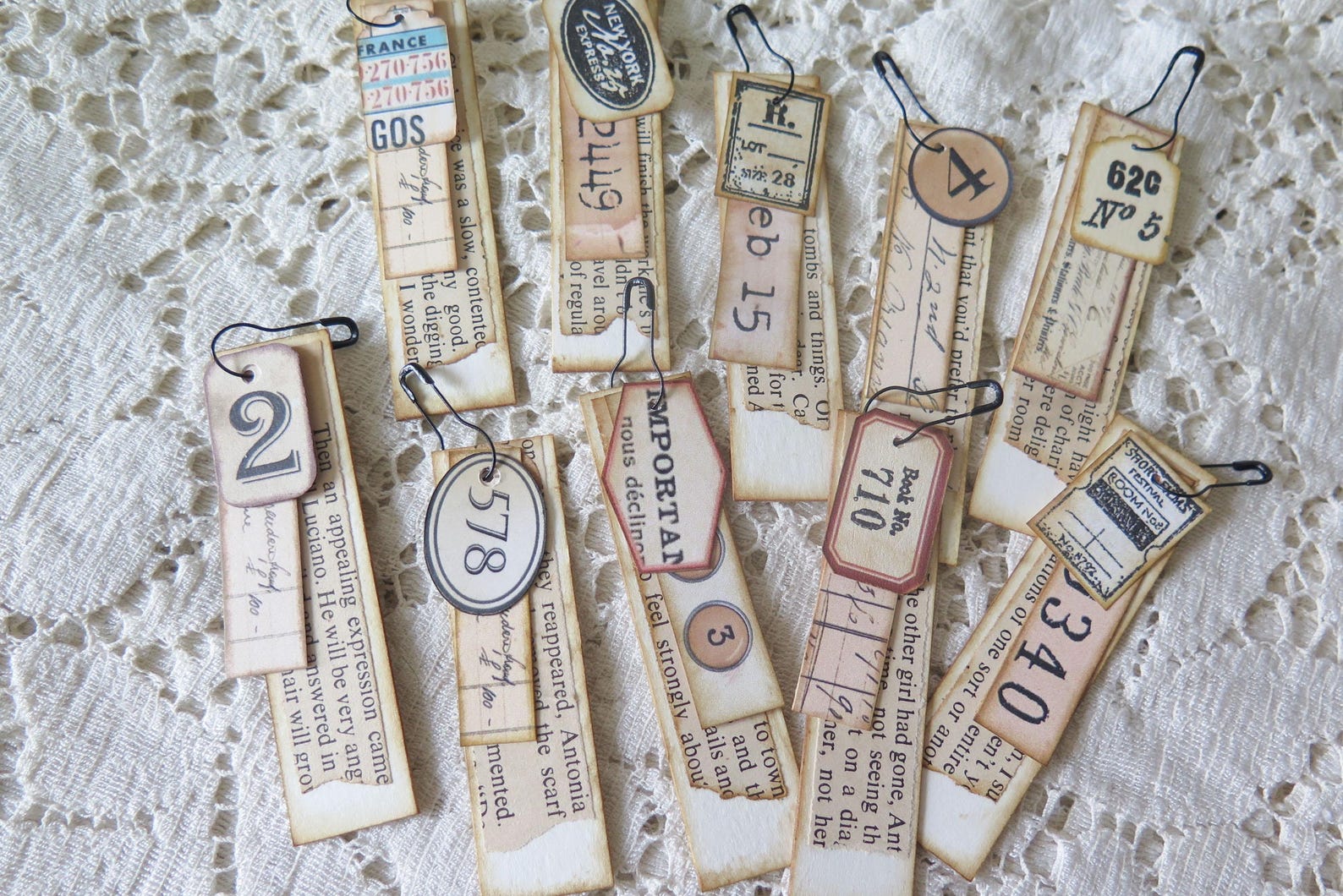 Junk Journal Tag Paper Dangle Charms Embellishments Vintage Inspired ...