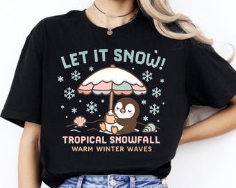 Tropical Christmas Penguin Shirt: Coastal Holiday Tee