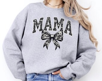 Floral Mama Crewneck, Coquette Bow Pullover, Vintage Mom Sweatshirt Gift