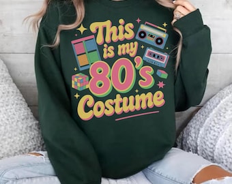 Retro 80s Costume Sweatshirt | Cassette, Rubik's Cube Graphics