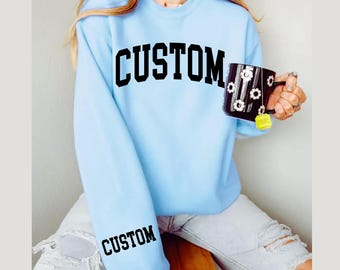 Custom Varsity Name Sweatshirt, Personalized College Crewneck, Cozy Fleece Hoodie