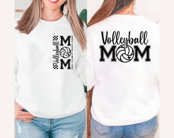 Volleyball Mom Shirt, Front Chest Back Print Sports Mom Tee