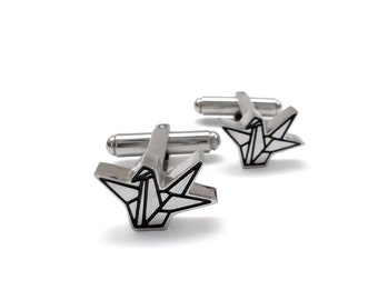 Stylish origami crane cufflinks