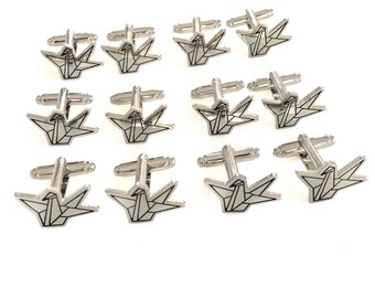 7 pairs of Stylish origami crane cufflinks