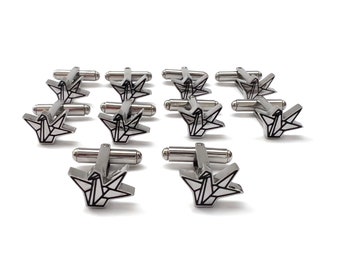 5 pairs of Stylish origami crane cufflinks
