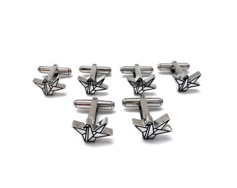 DINA -  3 pairs of Stylish origami crane cufflinks