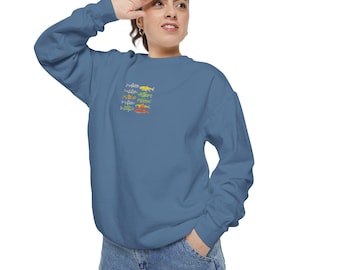 Lake Life Vintage Gesticktes Fisch-Sweatshirt