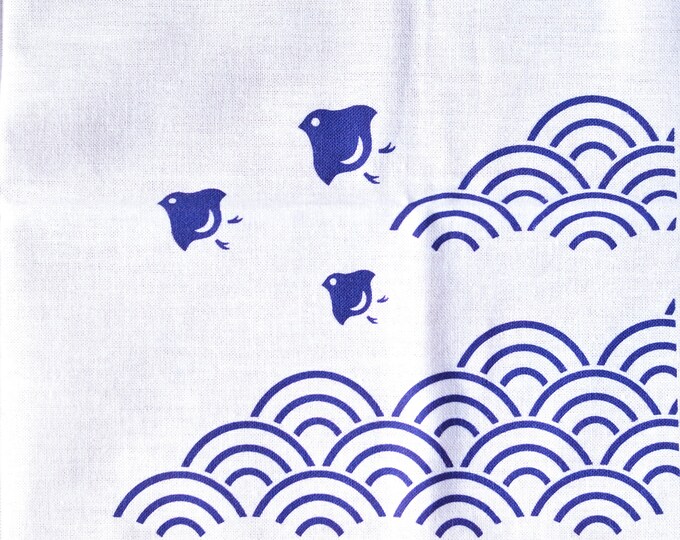 Japanese Tenugui Fabric 88cm X 35cm or Japanese Hand Towelblue Colour