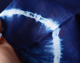 Large Japanese 52cm x 52cm cotton handkerchief -  Japanese hand dyed shibori pattern in indigo blue cotton