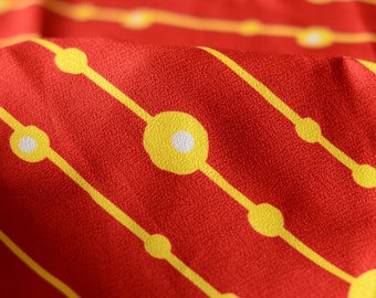 Large Furoshiki  fabric 68cm x 68cm gift wrapping cloth or furoshiki cloth-Yellow line and circle pattern or orangey red fabric