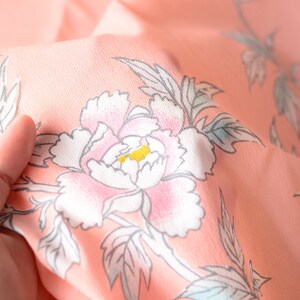 Large Furoshiki fabric 72cm x 72cm gift wrapping or furoshiki cloth-Peony in peach nylon