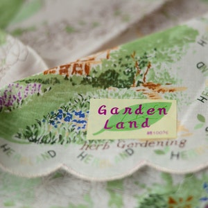 Vintage Japanese 41cm x 42cm cotton handkerchief - Herbs garden