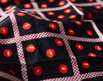 Furoshiki 47cm x 48cm reusable bento or gift wrapping cloth - Black square with red colour beans and dots