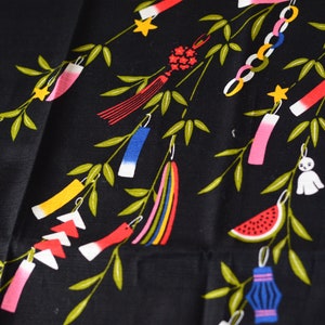 Furoshiki 50cm x 50cm reusable bento or gift wrapping cloth - Japanese tanabata or wishing tree and fruits