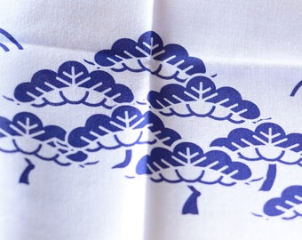 Japanese Tenugui fabric 88cm x 35cm or Japanese hand towel-Blue colour Japanese elements in white fabric