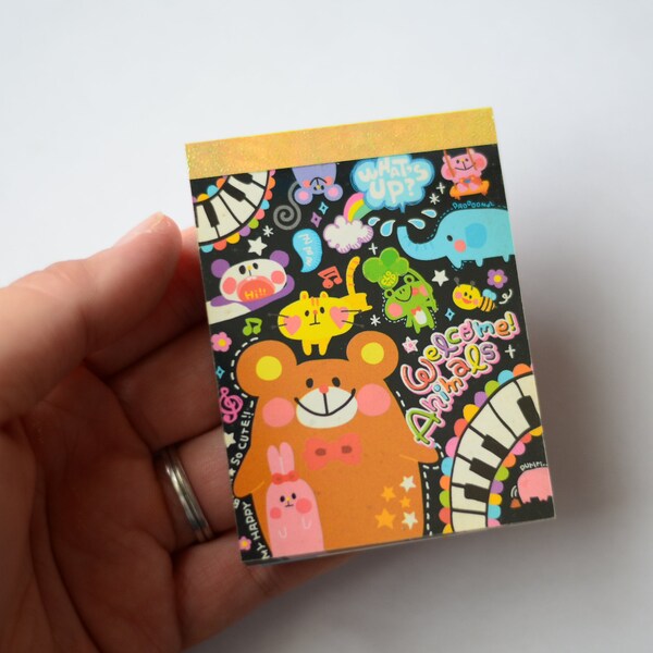 Preloved Japanese mini memo pad-Q Lia Cute Animal Illustration
