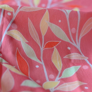 20% Discount - Large Furoshiki 71cm x 71cm gift wrapping cloth or table cloth-Colourful leaves and vine illustration in dark pink nylon