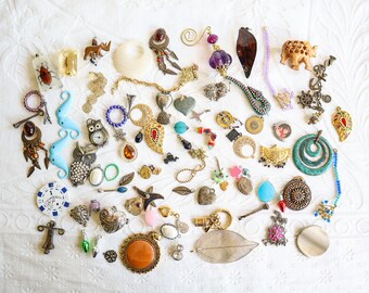 vintage jewelry supply circles earrings necklace assemblage jewelry upcycle supply recycle