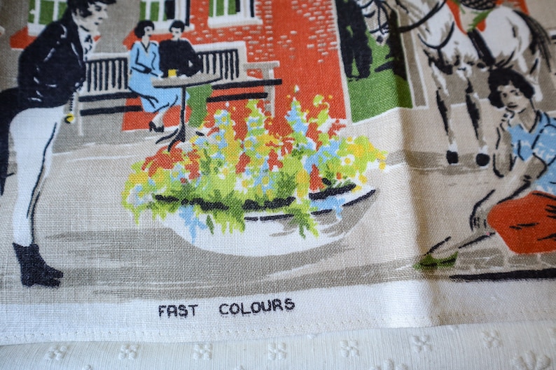 Hamstead Vintage Printed Linen Tea Towel Dish Towel Wall Hanging OLD BULL and BUSH London