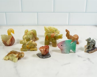 Vintage Stone Animal Lot | Handmade Carvings | Carved Figurines