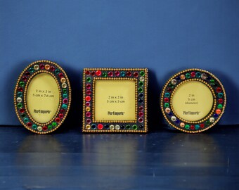 Pier 1 Picture Frame Set | Colorful Plastic Jewelled Photo Frames