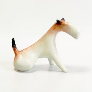 Vintage Cmielow Porcelain Dog Figurine, Fox Terrier, MCM Polish Ceramic