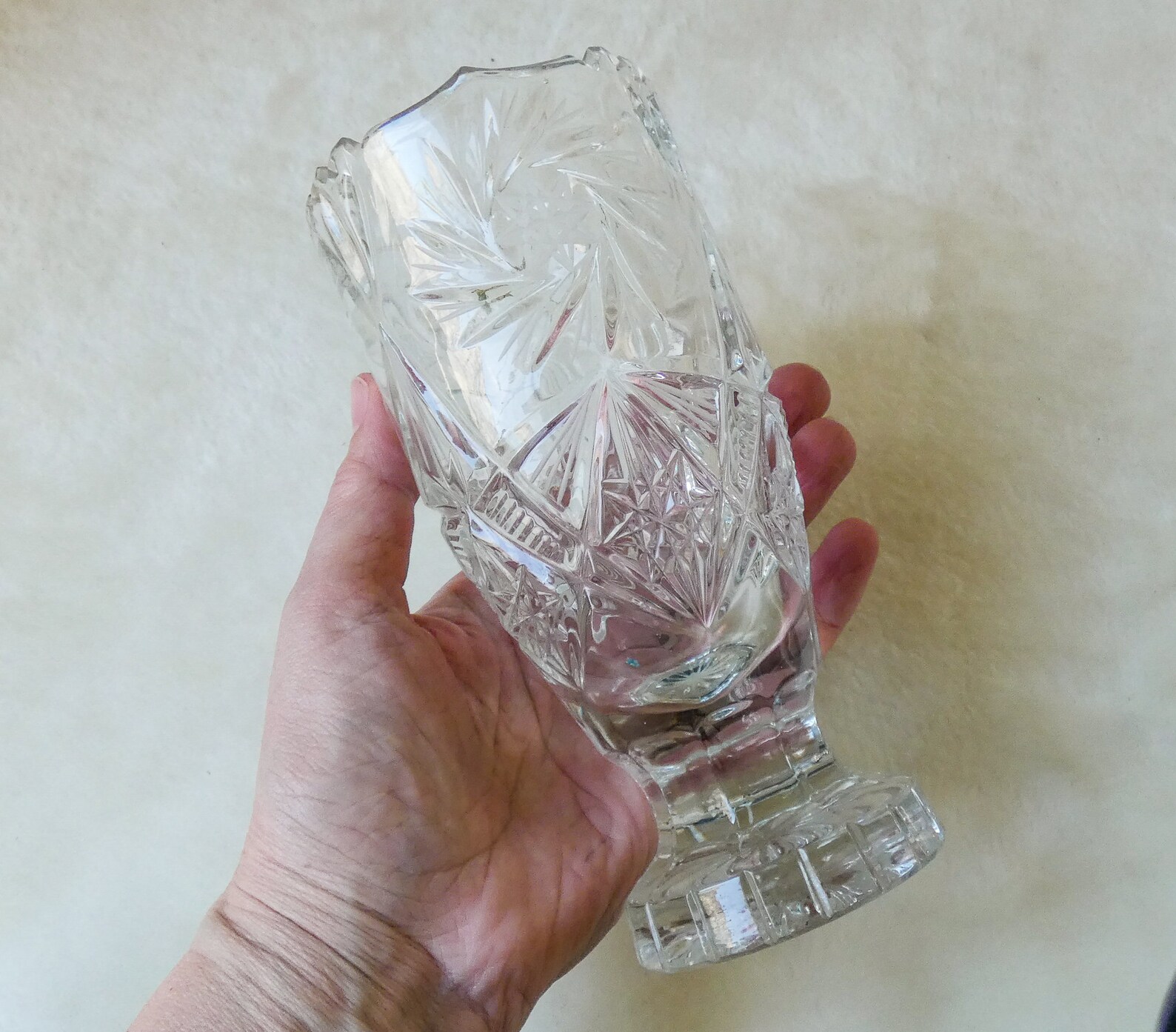 Pinwheel Crystal Vase Heavy Vintage Bohemian Crystal Vase Etsy