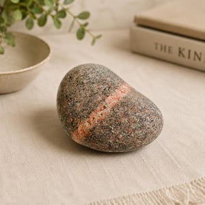 Pierre de palmier en granit, bande de quartz rose, pierre du lac Ontario, décor côtier naturel