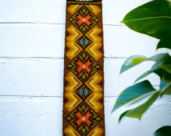 Vintage Handmade Yarn Tapestry Wall Hanging Bell Pull